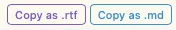 Copy as .rtf and Copy as .md buttons on an AI response